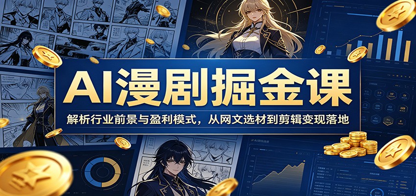 AI漫剧掘金课：解析行业前景与盈利模式，从网文选材到剪辑变现落地-惠声资源站