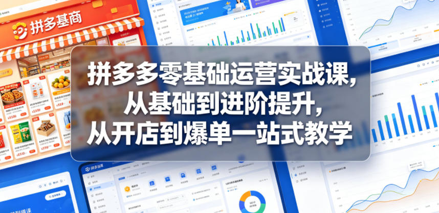拼多多零基础运营实战课，从基础到进阶提升，从开店到爆单一站式教学-惠声资源站
