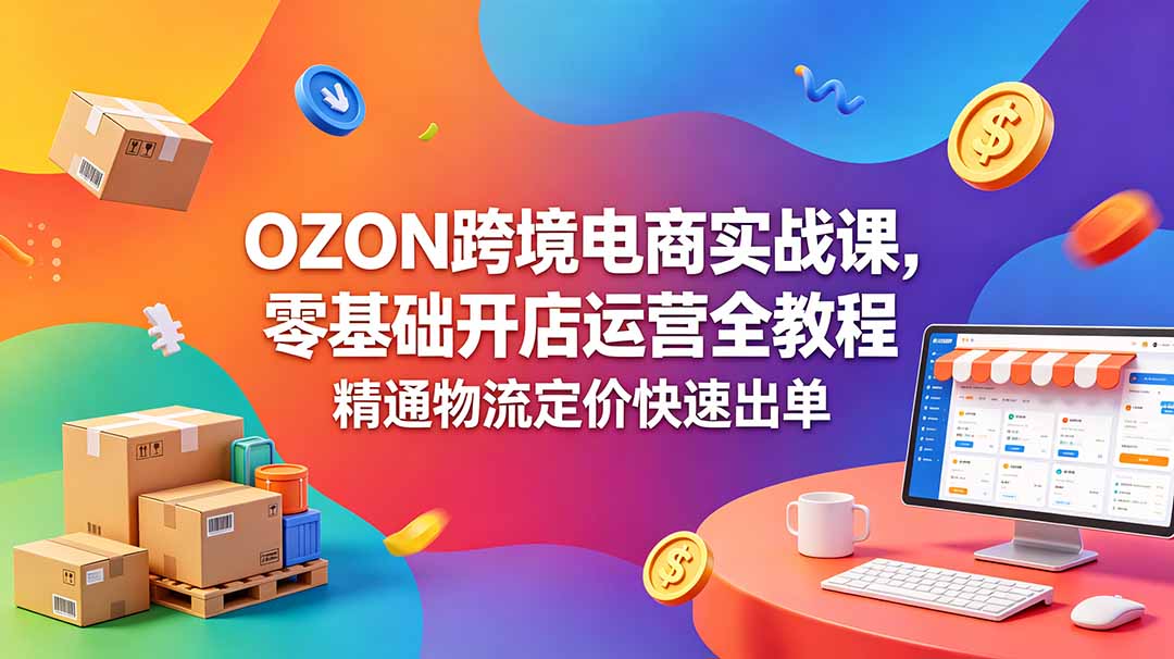OZON 跨境电商实战课，零基础开店运营全教程，精通物流定价快速出单-惠声资源站