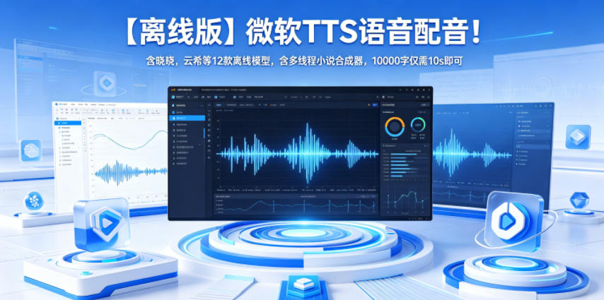 【离线版】微软TTS语音配音！含晓晓，云希等12款离线模型，含多线程小说合成器，10000字仅需10s即可-惠声资源站