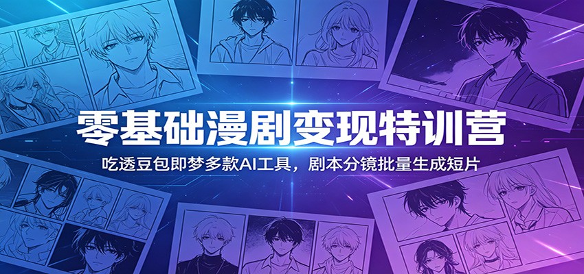 零基础漫剧变现特训营：玩转豆包即梦多款AI工具，剧本分镜批量生成短片-惠声资源站