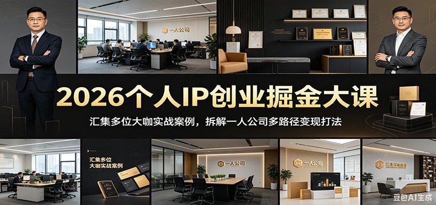 2026个人IP创业掘金大课：汇集多位大咖实战案例，拆解一人公司多路径变现打法-惠声资源站
