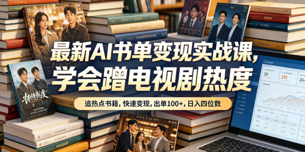 最新AI书单变现实战课，学会蹭电视剧热度，追热点书籍，快速变现，出单100+，日入四位数-惠声资源站