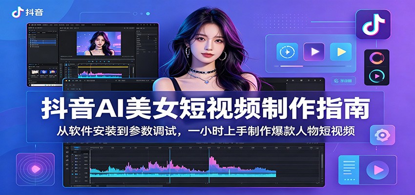 抖音AI美女短视频制作指南：从软件安装到参数调试，一小时上手制作爆款人物短视频-惠声资源站