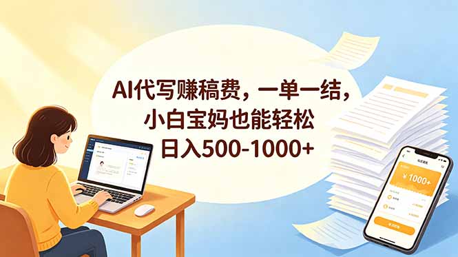 AI代写赚稿费，一单一结，小白宝妈也能轻松日入500-1000+-惠声资源站