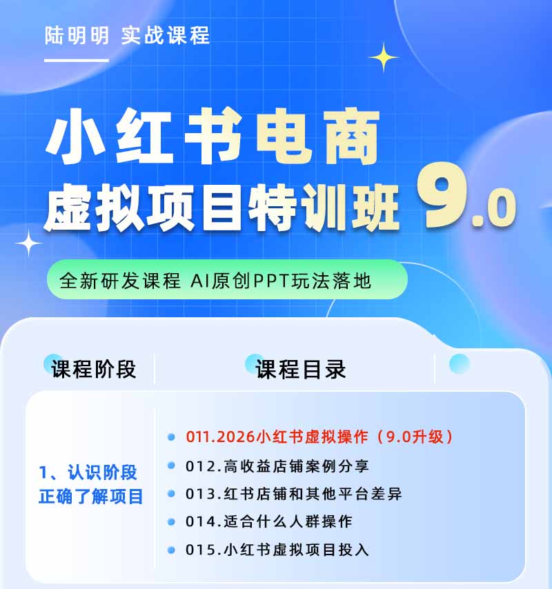 图片[1]-小红书虚拟项目特训班9.0，全面拥抱AI，批量产出原创PPT货源，单品/单店纯利润几万到几十W-惠声资源站