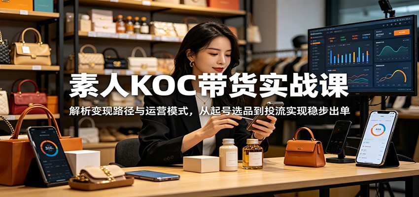 素人KOC带货实战课：解析变现路径与运营模式，从起号选品到投流实现稳步出单-惠声资源站