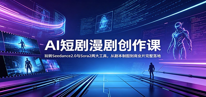 AI短剧漫剧创作课：玩转Seedance2.0与 Sora2两大工具，从剧本制图到商业片完整落地-惠声资源站