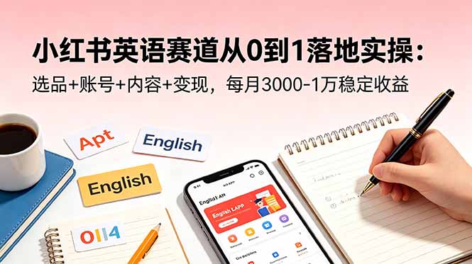 小红书英语赛道从0到1落地实操：选品+账号+内容+变现，每月3000-1万稳定收益-惠声资源站