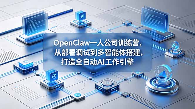 OpenClaw 一人公司训练营，从部署调试到多智能体搭建，打造全自动 AI 工作引擎-惠声资源站