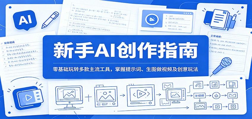 新手AI创作指南：零基础玩转多款主流工具，掌握提示词、生图做视频及创意玩法-惠声资源站