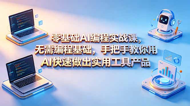 零基础AI编程实战课-更新，无需编程基础，手把手教你用AI快速做出实用工具产品-惠声资源站