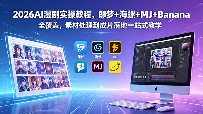 2026AI漫剧实操教程，即梦+海螺+MJ+Banana全覆盖，素材处理到成片落地一站式教学-惠声资源站
