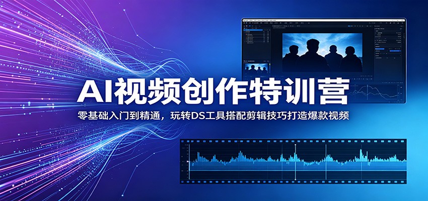 AI视频创作特训营：零基础入门到精通，玩转DS工具搭配剪辑技巧打造爆款视频-惠声资源站