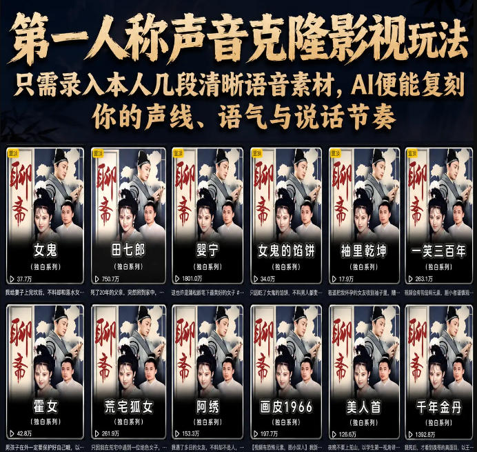 第一人称声音克隆影视玩法，只需录入本人几段清晰语音素材，AI便能复刻你的声线、语气与说话节奏-惠声资源站