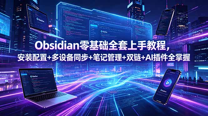 Obsidian零基础全套上手教程，安装配置+多设备同步+笔记管理+双链+AI插件全掌握-惠声资源站