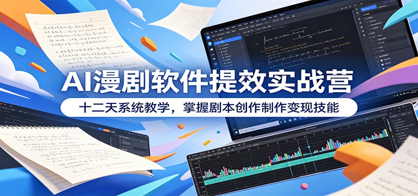 AI漫剧软件提效实战营：十二天系统教学，掌握剧本创作制作变现技能-惠声资源站