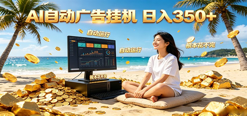 AI自动广告挂机 日入350+ 真正做到躺赚式变现，根本花不完！-惠声资源站