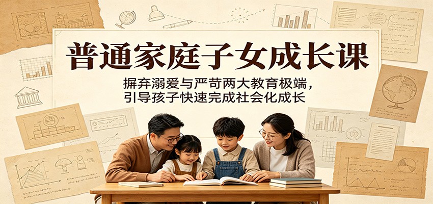 普通家庭子女成长课：摒弃溺爱与严苛两大教育极端，引导孩子快速完成社会化成长-惠声资源站