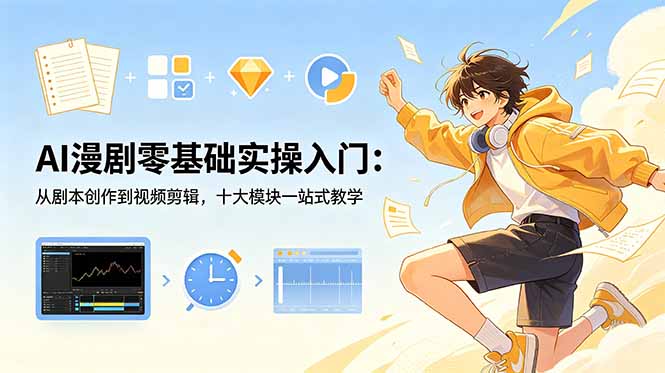 AI漫剧零基础实操入门：从剧本创作到视频剪辑，十大模块一站式教学-惠声资源站