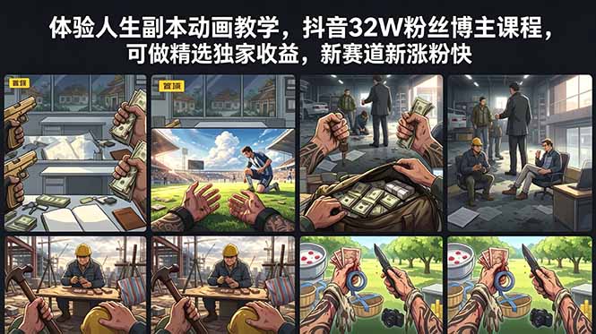 体验人生副本动画教学， 抖音32W粉丝博主课程，可做精选独家收益，新赛道新涨粉快-惠声资源站