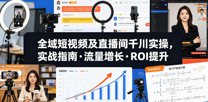 全域短视频及直播间千川实操，实战指南·流量增长·ROI提升(更新)-惠声资源站