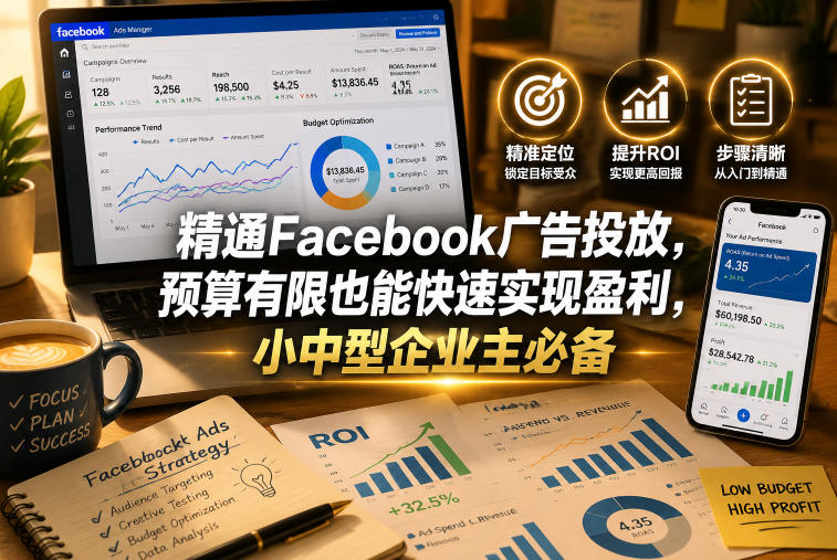 精通Facebook广告投放，预算有限也能快速实现盈利，小中型企业主必备【原创双语字幕】-惠声资源站