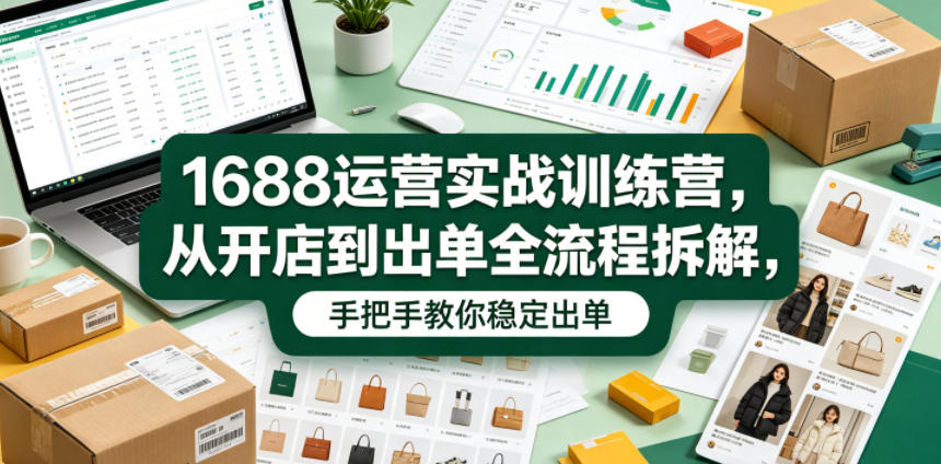1688运营实战训练营，从开店到出单全流程拆解，手把手教你稳定出单-惠声资源站