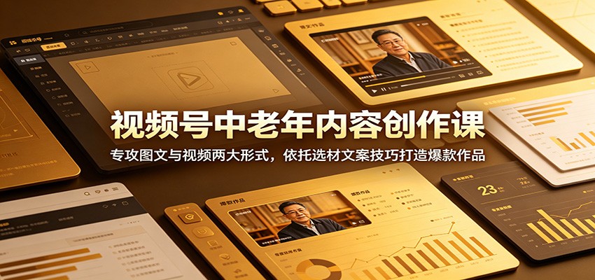 视频号中老年内容创作课：专攻图文与视频两大形式，依托选材文案技巧打造爆款作品-惠声资源站