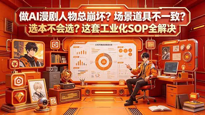 做AI漫剧人物总崩坏？场景道具不一致？选本不会选？这套工业化SOP全解决 (更新-惠声资源站