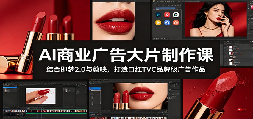 AI商业广告大片制作课：结合即梦2.0与剪映，打造口红TVC品牌级广告作品-惠声资源站