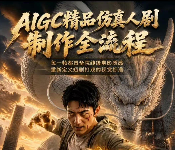 AIGC精品仿真人剧豢龙人全流程制作解析2026，国风仿真人创作+打斗剧情+人设编排，一站式AI短剧入门-惠声资源站