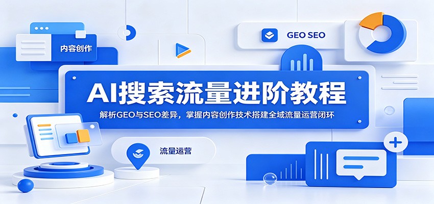 AI搜索流量进阶教程：解析GEO与SEO差异，掌握内容创作技术搭建全域流量运营闭环-惠声资源站