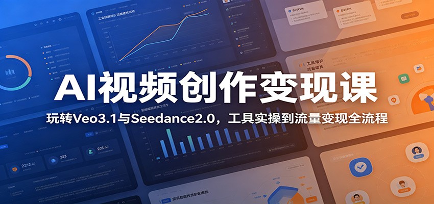 AI视频创作变现课：玩转Veo3.1与Seedance2.0，工具实操到流量变现全流程-惠声资源站