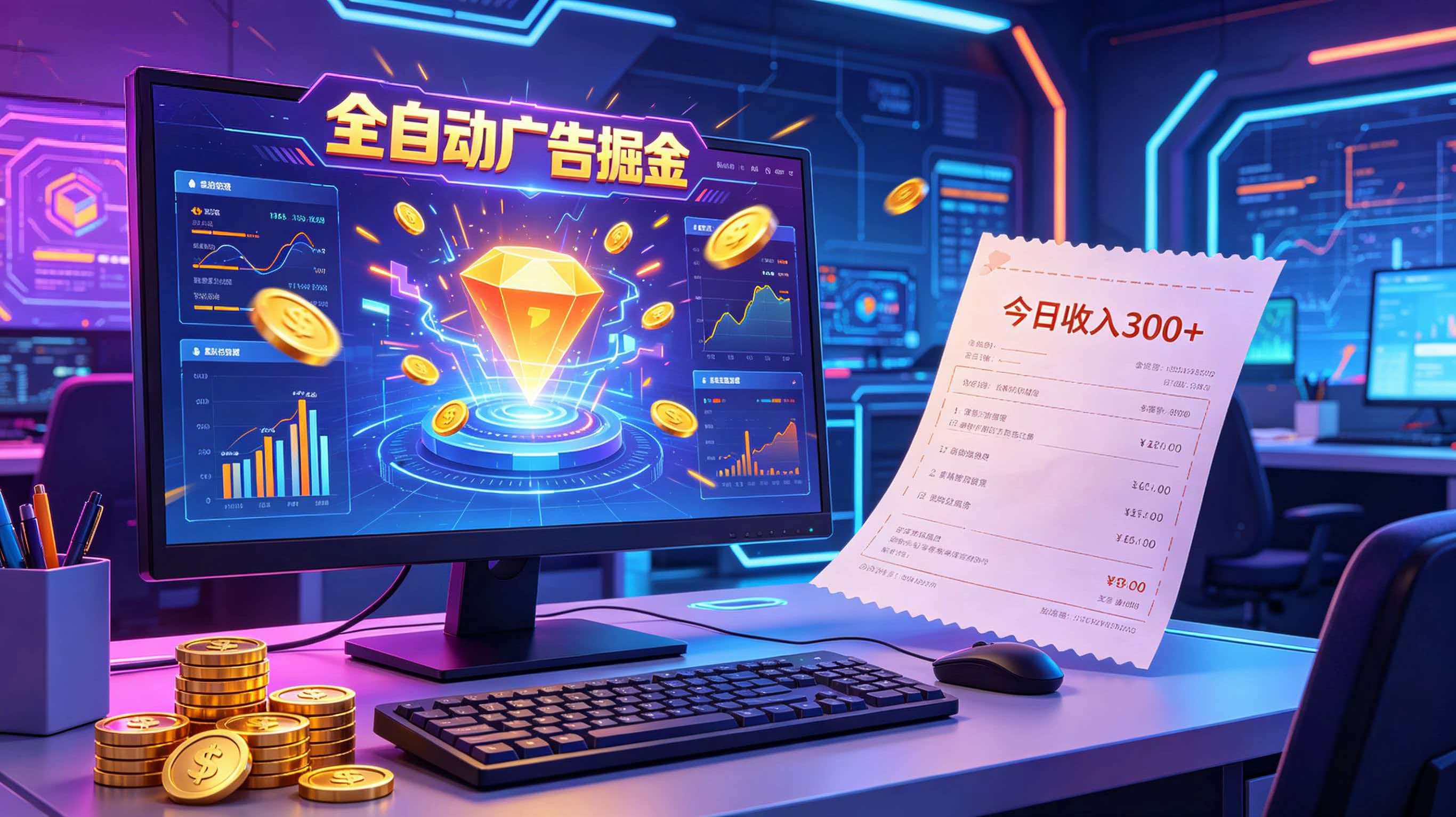 全自动广告掘金，日入300+。全程Ai自动化运行，解放双手，时间自由。收益稳定-惠声资源站