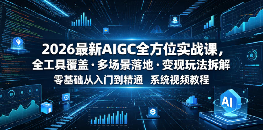 2026最新AIGC全方位实战课，全工具覆盖・多场景落地・变现玩法拆解，零基础从入门到精通系统视频教程-惠声资源站