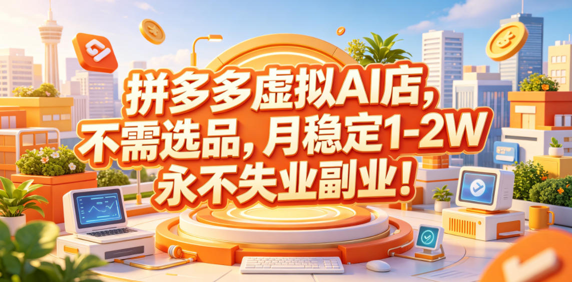 拼多多虚拟AI店，不需选品，月稳定1-2W，永不失业副业！【揭秘】-惠声资源站