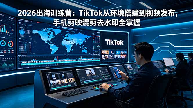 2026出海训练营：TikTok从环境搭建到视频发布，手机剪映混剪去水印全掌握-惠声资源站