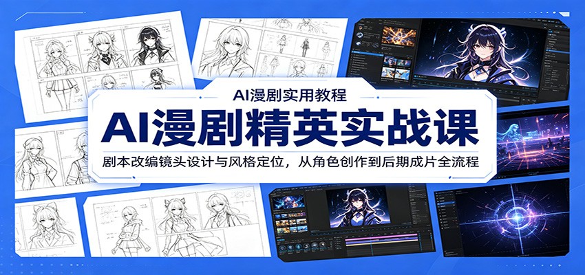AI漫剧精英实战课：剧本改编镜头设计与风格定位，从角色创作到后期成片全流程-惠声资源站