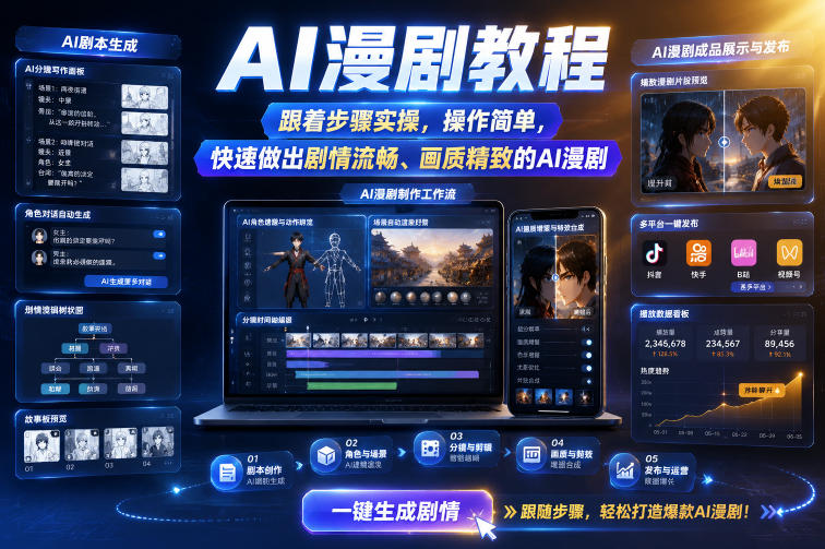 AI漫剧教程，跟着步骤实操，操作简单，快速做出剧情流畅、画质精致的AI漫剧-惠声资源站