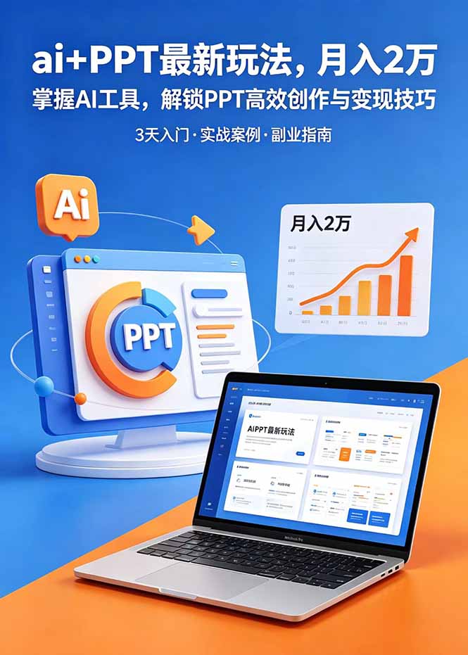 ai+PPT最新玩法，月入2万掌握AI工具，解锁PPT高效创作与变现技巧3天入门，实战案例·副业指南-惠声资源站