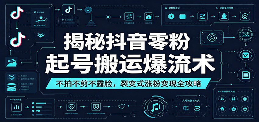 揭秘抖音零粉起号搬运爆流术：不拍不剪不露脸，裂变式涨粉变现全攻略-惠声资源站