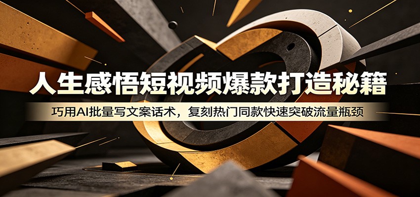 人生感悟短视频爆款打造秘籍：巧用A 批量写文案话术，复刻热门同款快速突破流量瓶颈-惠声资源站