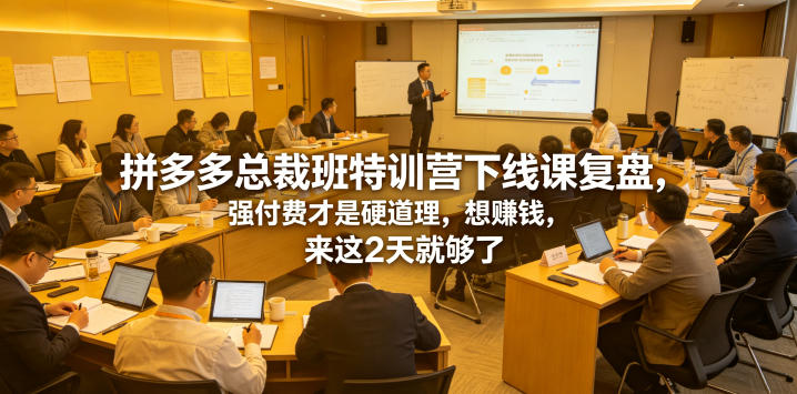 拼多多总裁班特训营下线课复盘，强付费才是硬道理，想賺钱，来这2天就够了-惠声资源站
