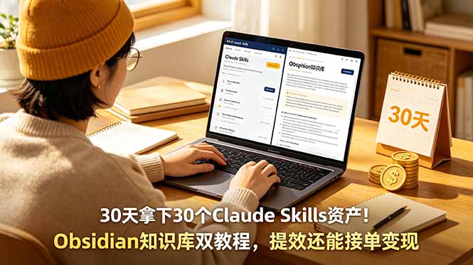 30天拿下30个Claude Skills资产！Obsidian知识库双教程，提效还能接单变现-惠声资源站