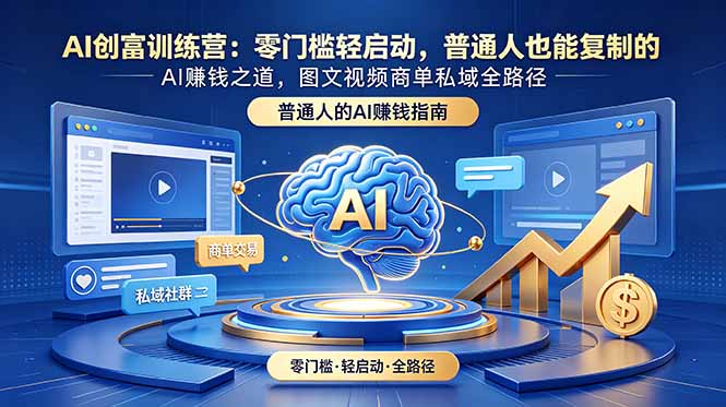 AI创富训练营：零门槛轻启动，普通人也能复制的AI赚钱之道，图文视频商单私域全路径-惠声资源站