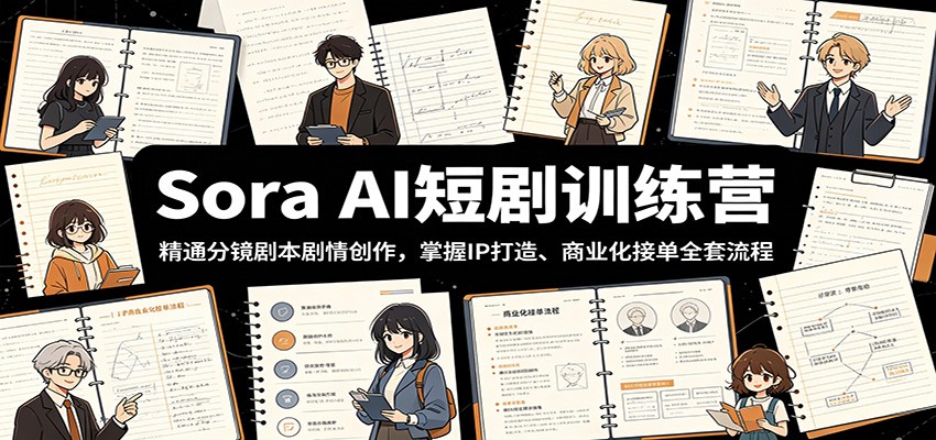 Sora AI短剧训练营：精通分镜剧本剧情创作，掌握IP打造、商业化接单全套流程-惠声资源站