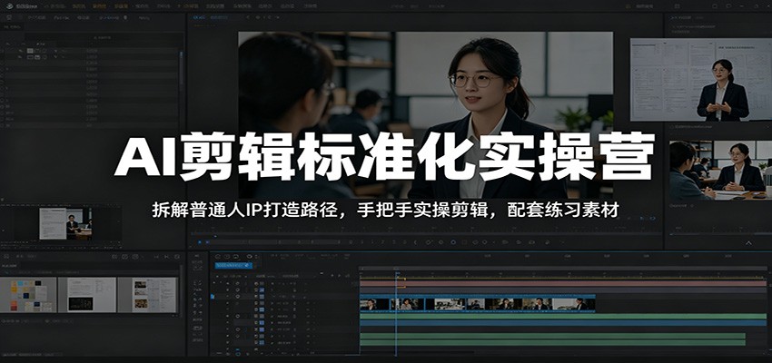 AI剪辑标准化实操营：拆解普通人IP打造路径，手把手实操剪辑，配套练习素材-惠声资源站