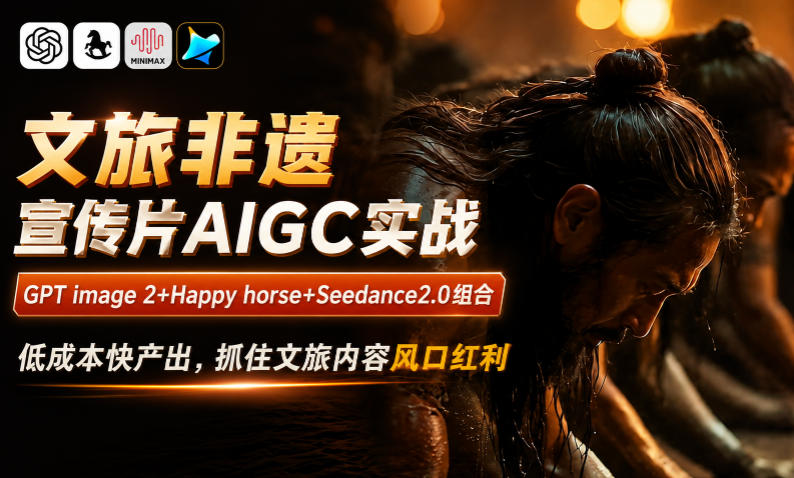 文旅非遗宣传片AIGC实战，GPT image 2+Happy horse+Seedance2.0组合，低成本快产出，抓住文旅内容风口红利-惠声资源站