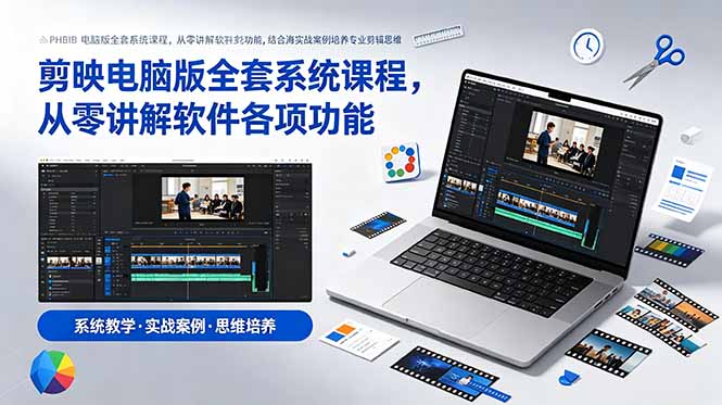 剪映电脑版全套系统课程，从零讲解软件各项功能，结合海量实战案例培养专业剪辑思维-惠声资源站